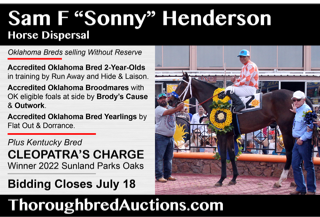 Sam F “Sonny” Henderson Thoroughbred Horse Dispersal