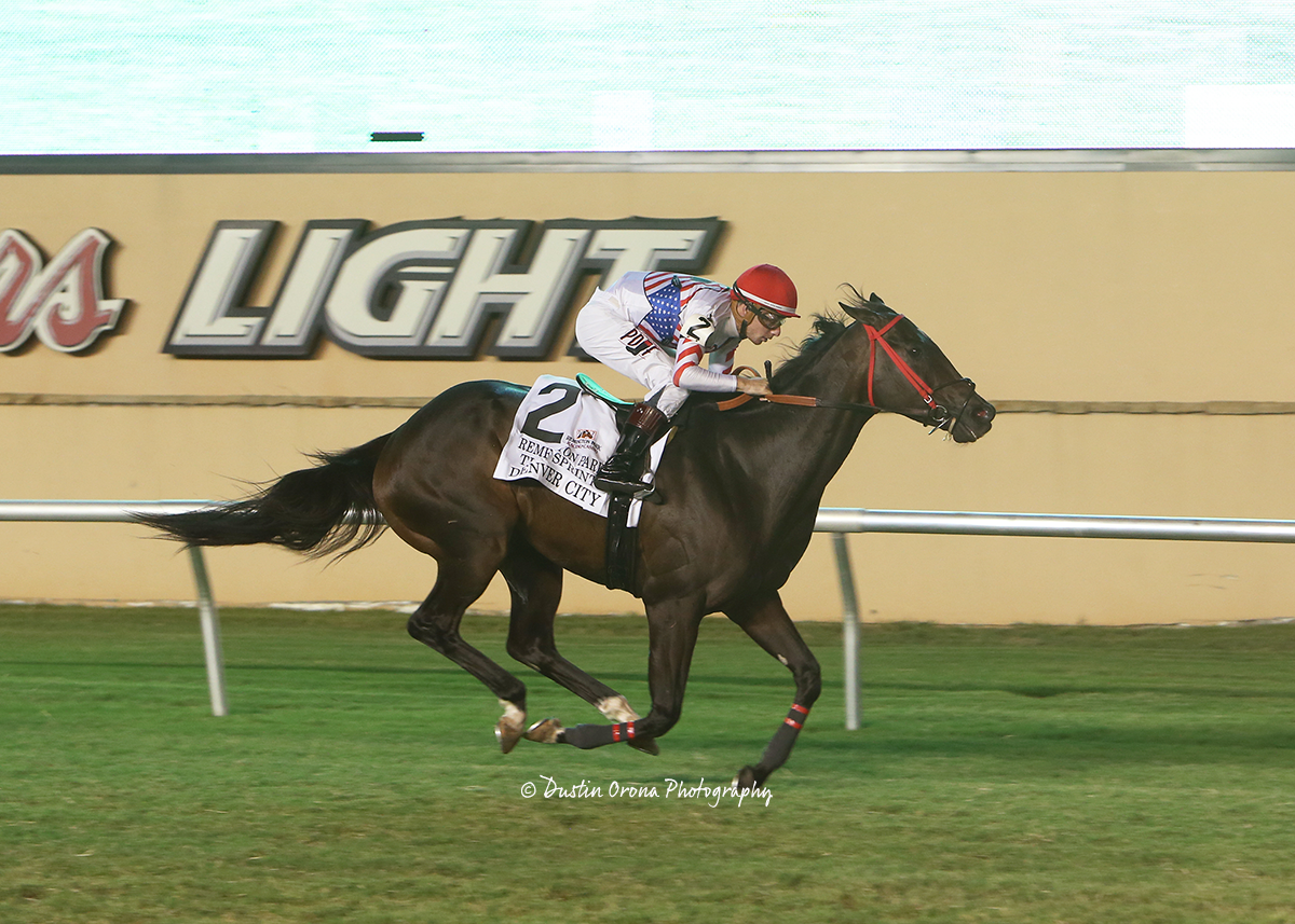 DENVER CITY COMES BACK FROM ROUGH FIRST TRIP THIS MEET TO WIN REMINGTON PARK TURF SPRINT STAKES