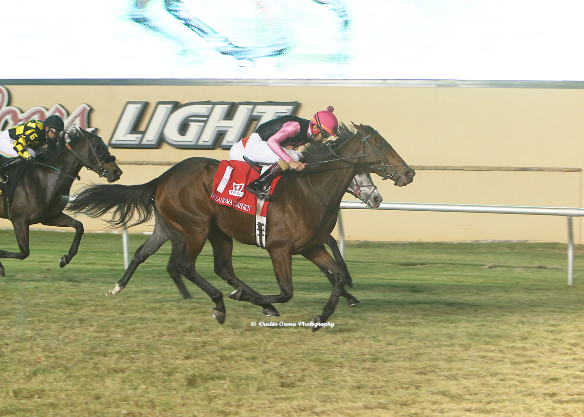 PLENTY OF VISION PULLS UPSET IN OKLAHOMA CLASSICS DISTAFF TURF