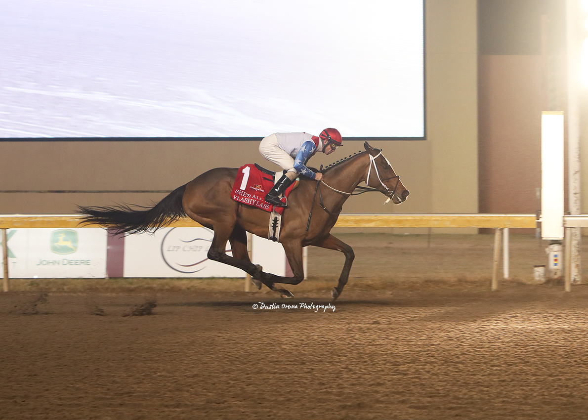 FLASHY LASS DOMINATES, WINNING SHE’S ALL IN STAKES AT REMINGTON PARK