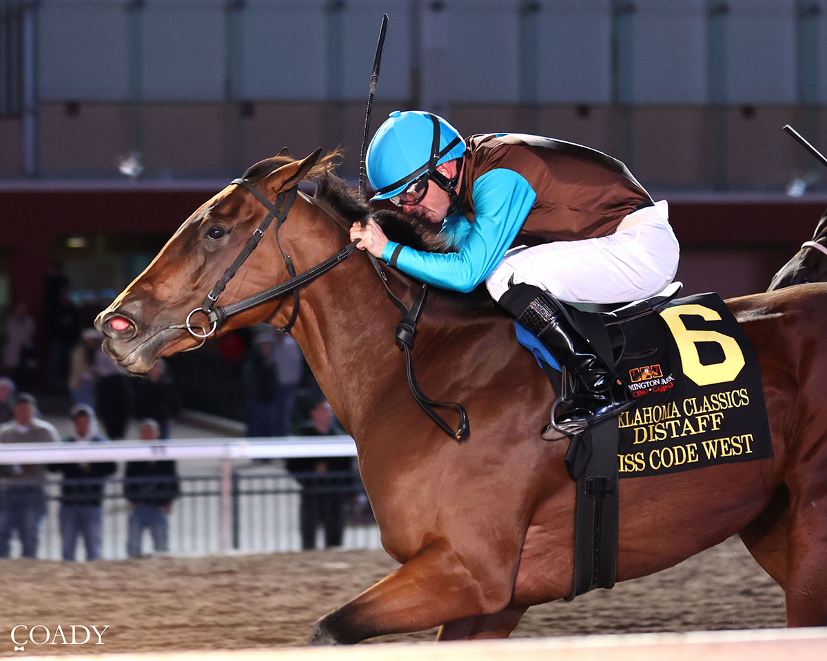 MISS CODE WEST TIES WELDER’S TRACK RECORD OF 11 STAKES WINS AS SHE DOMINATES AGAIN IN OKLAHOMA CLASSICS DISTAFF HANDICAP