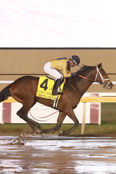 VETERAN RIDER LUIS QUINONEZ OVERCOMES EARLY PROBLEMS TO GET MISTER OMAHA TO WINNER’S CIRCLE IN DON McNEILL STAKES