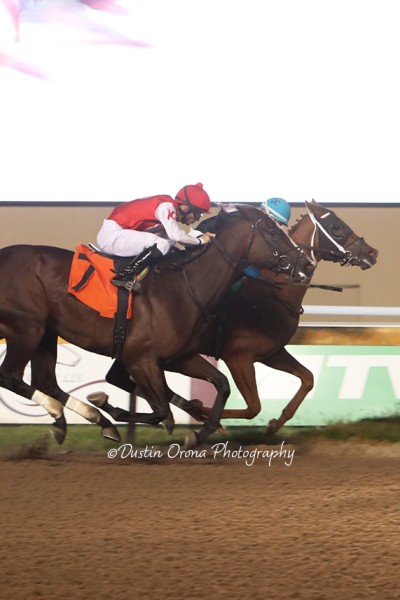 POPPERINA WINS FEATURED ALLOWANCE IN SECOND TRY OF REMINGTON MEET AS JOCKEY DAVID CABRERA TRIPLES