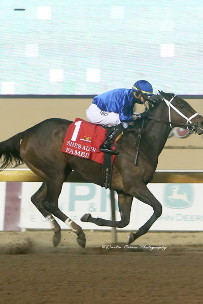 FAMED DOMINATES SHE’S ALL IN STAKES FOR TRAINER BRAD COX