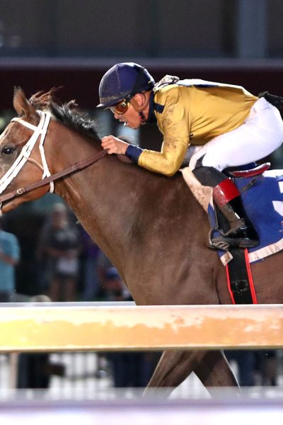 LONGEST SHOT BUCK PIE, WINS COLTS & GELDINGS DIVISION OF OKLAHOMA STALLION HANDICAP AT 57-1 ODDS